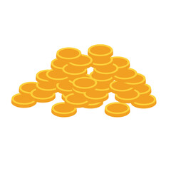 Stack of golden coins vector illustration, gold coin pile clip art, gold money clipart image