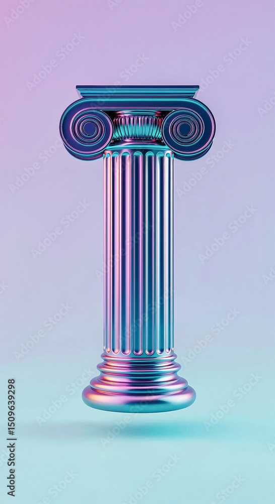 Leinwandbilder iridescent ionic column standing on gradient background