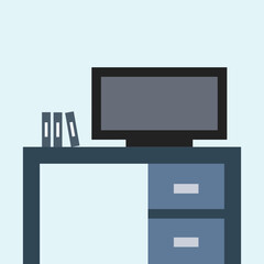 Minimalist Workspace: A contemporary workspace in a minimalist design featuring a desk, a modern computer monitor, and a set of books arranged neatly, creating a sense of order and productivity.