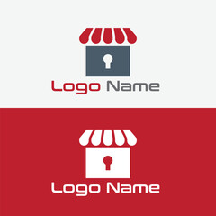 Logo Design for Retail: An attractive and modern logo for a retail business featuring a simple house symbol with a keyhole, representing security and the concept of a shop.