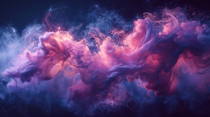 Cloud of cotton candy morphing into the shape of a mystical animal illuminated from within