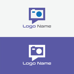 Creative Photography Logo Designs: Clean and modern logo concepts for a photography business, featuring a camera integrated within a speech bubble. Simple, versatile.