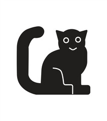 Black Cat icon, house pet, isolated on white background, vector illustration.