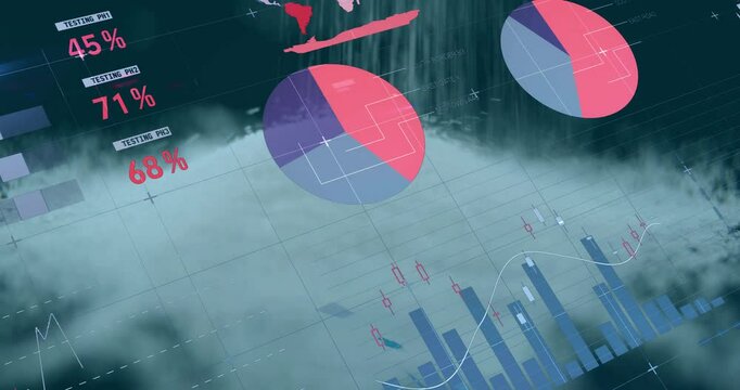 Starting with interface over fog, dashboard animating, waterfall flowing and loop repeating