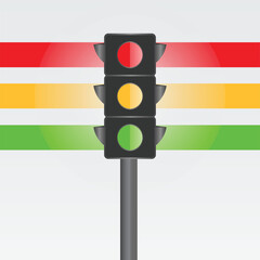 Traffic Light Signal: A vivid depiction of a traffic light, showcasing the universally recognized red, yellow, and green signals. The design employs bold lines.