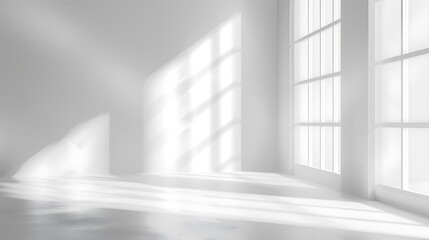 Obraz premium Empty white room with window and sunlight