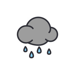 Stylized Icon Depicting Rainfall From A Cumulus Cloud In Gray