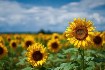 Fototapeta premium Sunflower Field, Summer Day