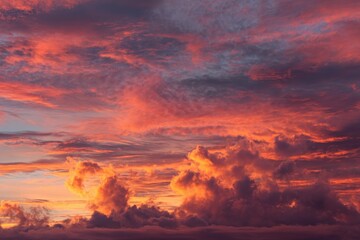 Fiery Sunset Sky, Dramatic Cloudscape