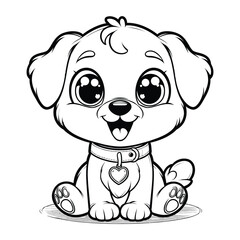 Cute Puppy Line Art Sitting Down