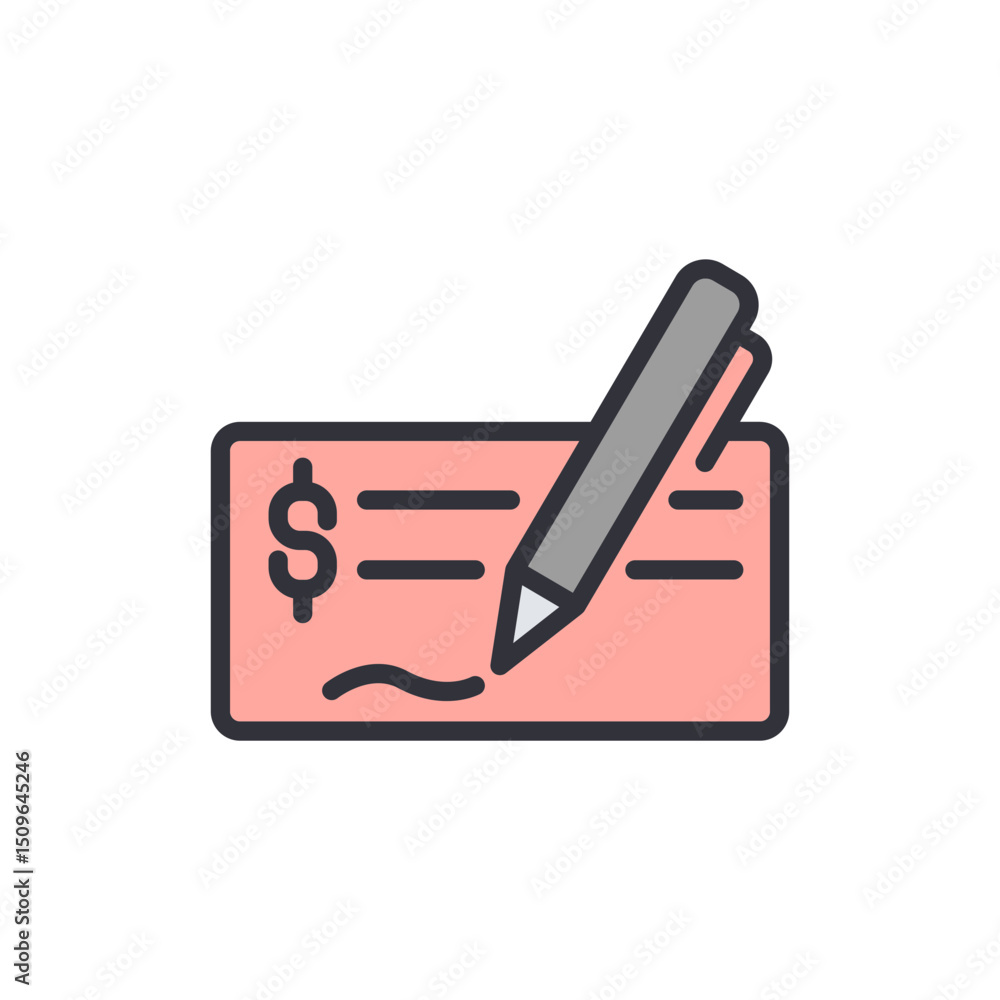 Poster payment authorization with signed check and pen for secure transaction