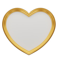 Golden Heart Shaped Frame. Realistic gloss heart with rim. Elements for Valentines Day, Wedding, Birthday, Anniversary, Mothers Day decoration.