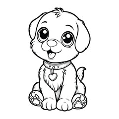 Obraz premium Cute Puppy Cartoon Outline Drawing