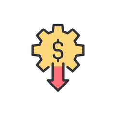 Financial Efficiency Gears With Downward Arrow On Transparent Background