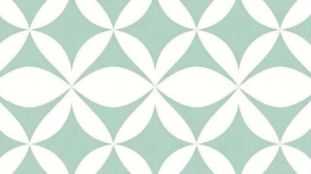 This video showcases a geometrically-pleasing pattern of white, curved shapes ed against calm, light teal backdrop.