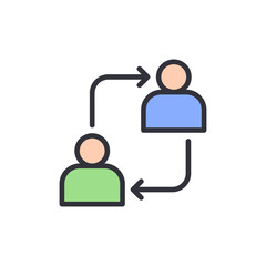 Stylized Illustration Of People In A Communication Loop Pattern