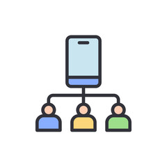 Conceptual Illustration Of Mobile Communication With Connected Individuals
