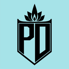 PO Logo with Elegant Crown Symbol and Shield