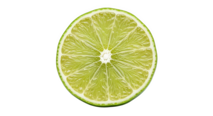 Fresh green lime slice isolated on black background for healthy food and drink illustrations design on transparent background