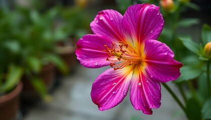 Fototapeta premium close up of a pink flower in a pot