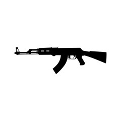 Fototapeta premium AK-47 Silhouette Icon – Assault Rifle Vector for Military and Weapon Concepts