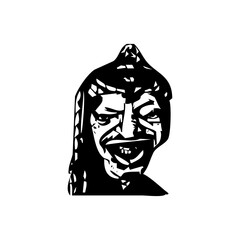 Old Woman Face Line Art Icon – Elderly Female Portrait Illustration