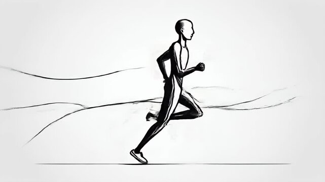 Dynamic Runner: A Stylish Line Art Illustration of a Person in Motion