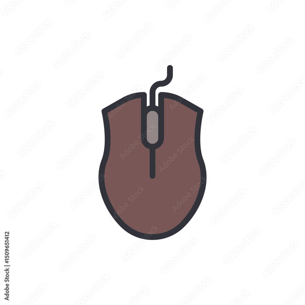 Poster isolated brown computer mouse icon for digital media usage