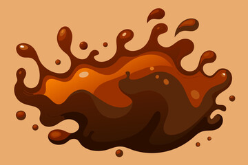 Realistic coffee splashes. Brown water liquid splash, cacao fluid spill choco or whiskey cola soda pouring splatter hot drinks splashing