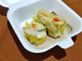 Dimsum The food menu at the Mie Gacoan restaurant, which has a soft texture and a strong taste.