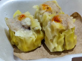 Dimsum The food menu at the Mie Gacoan restaurant, which has a soft texture and a strong taste.