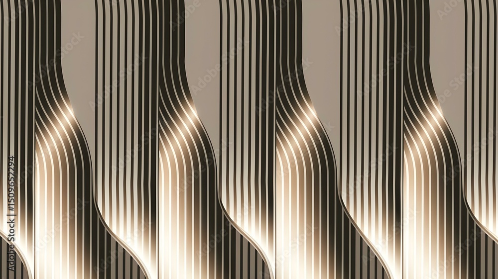 Poster wavy abstract lines pattern with gradient lighting effect