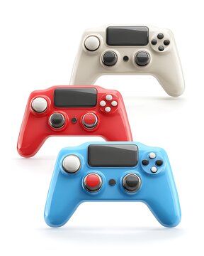 Mobile gaming trigger buttons, isolated on white background. Responsive add-ons for FPS and battle games.