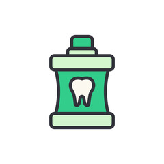 Obraz premium Cartoon Illustration Of Mouthwash With A Dental Symbol On The Bottle