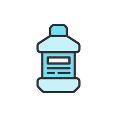 Cartoon Mouthwash Bottle With Blue Liquid And Transparent Background