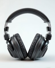 Professional over-ear studio headphones, isolated on white background. Designed for accurate sound monitoring.