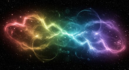 Fototapeta premium Cosmic Rainbow Nebula: A Celestial Symphony of Light and Color