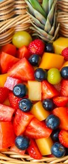 basket filled with fruit and a pineapple