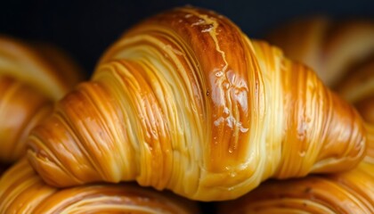 close up of a group of croissants