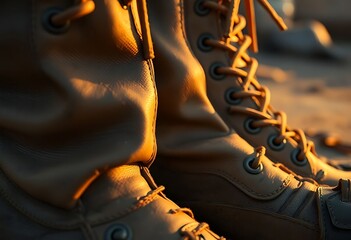 close up of a pair of brown boots