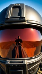 reflection of a person in a helmet