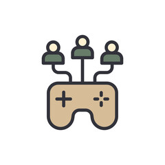 Online Multiplayer Gaming Concept With Controller And Connected People