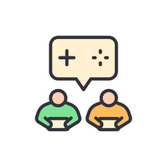 Teamwork And Gaming Discussion Between Two Colleagues Concept Illustration