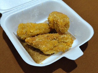 Udang keju or cheese prawns. Food menu at the Mie Gacoan restaurant, which has a crispy texture and a strong taste.