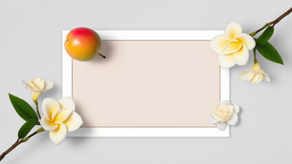 Miracle Fruit and Gardenia Frame with Copy Space for Text or Design, Creative Template