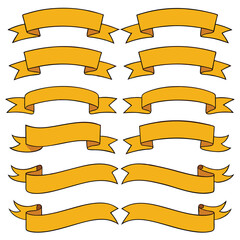 Obraz premium Set of decorative yellow ribbons and banners isolated on a white background for design