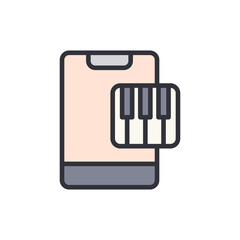 Musical Application Featuring Miniature Piano Keys On A Smartphone Screen