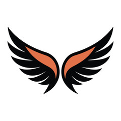 Obraz premium Stylized black and orange wing symbol design suitable for logos and branding concepts