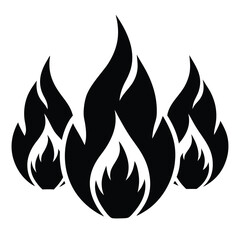 Stylized black flames symbolizing fire heat energy danger combustion and burning concepts