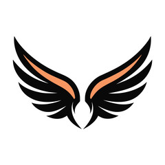 Fototapeta premium Vector illustration of black wings with orange detail symbol representing freedom and aspiration